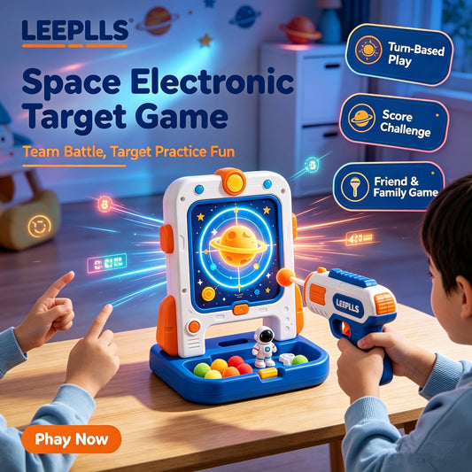 🚀LEEPLLS Space Electronic Target Shooting Game, Kids Foam Ball Blaster Toy with Light‑Up Score Target