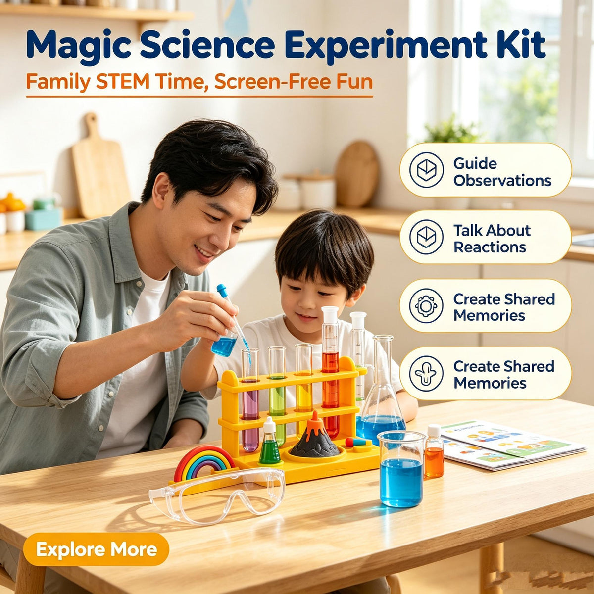 🧪LEEPLLS Magic Science Experiment Kit, Kids STEM Chemistry Lab Toy Set