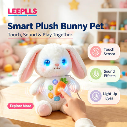 🐰LEEPLLS Interactive Smart Plush Bunny, Talking Glowing Robot Rabbit Pet Toy for Kids