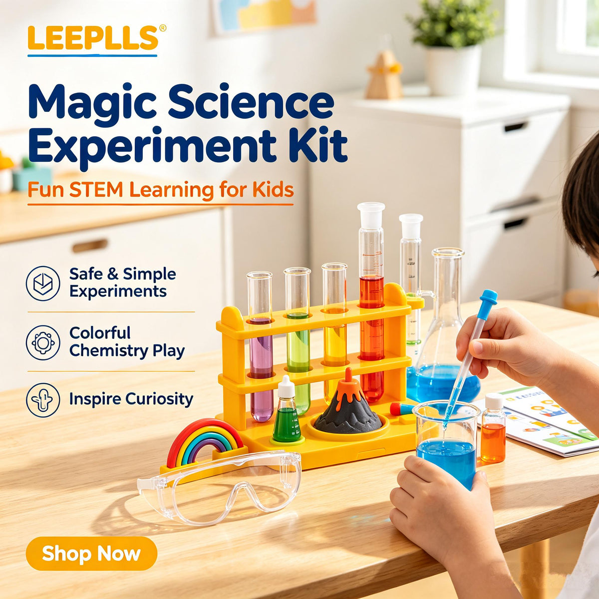 🧪LEEPLLS Magic Science Experiment Kit, Kids STEM Chemistry Lab Toy Set